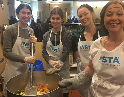 Insta Graphic Systems Employees Volunteering 4 Women Happy Insta Graphic Systems
