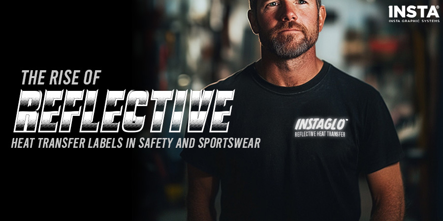 Reflective heat transfer labels applied to apparel for enhanced visibility, safety workwear, and sportswear applications.